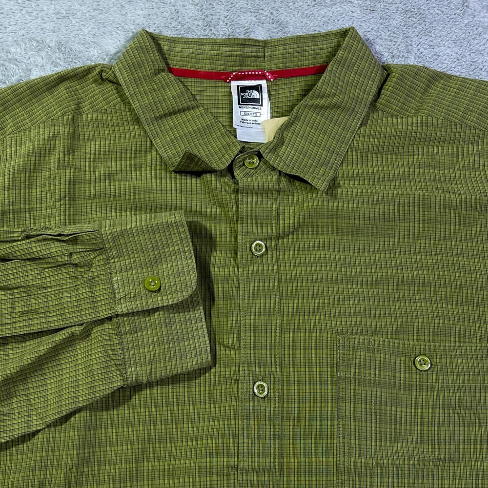 The‎ North Face Mens Long Sleeve Button Up Shirt Green Plaid XXLT XX Large Tall